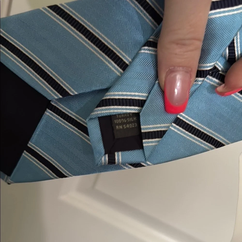 Banana Republic Blue and Black Striped Silk Tie